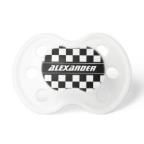 Personalized checkered racing flag baby pacifier Personalized checkered racing flag baby pacifier