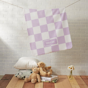 Personalized Checkered Sugar Plum Lavender Purple Baby Blanket