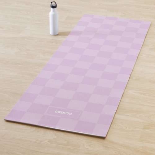 Personalized Checkered Sugar Plum Lavender Purple Yoga Mat