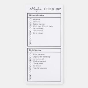 Personalized Checklist morning night routine  Magnetic Notepad