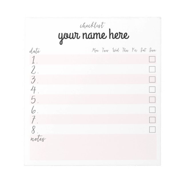 Personalized Checklist Notepad (Front)