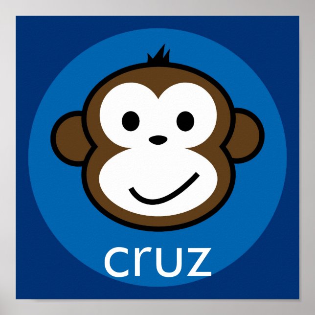 Personalized Cheeky Monkey [blue+navy] Poster (Front)