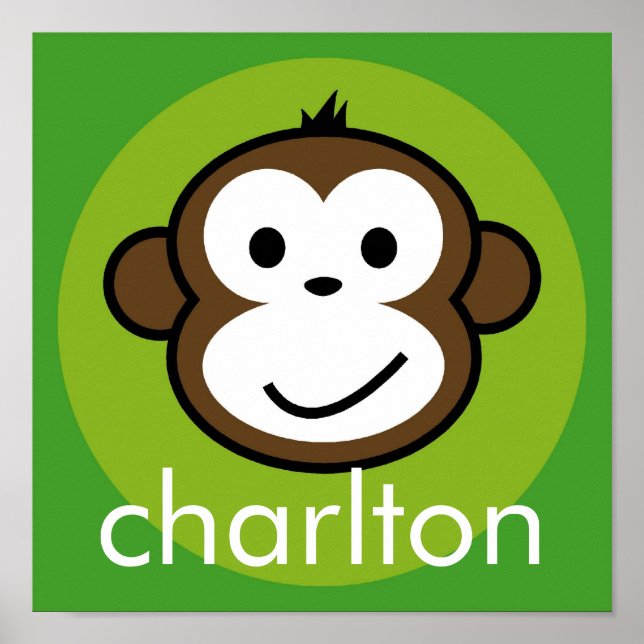 Personalized Cheeky Monkey [lime+green] Poster (Front)