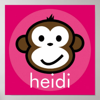 Personalized Cheeky Monkey [pink+hotpink] Poster