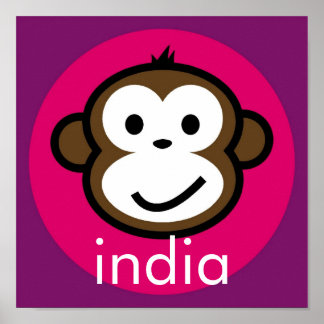 Personalized Cheeky Monkey [pink+purple] Poster