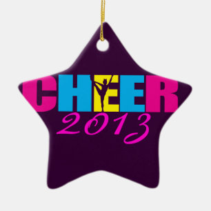 Personalized Cheer Cheerleading Purple Ceramic Ornament