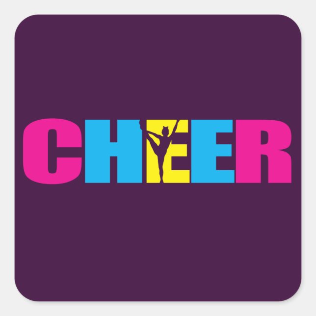 Personalized Cheer Cheerleading Purple Square Sticker (Front)
