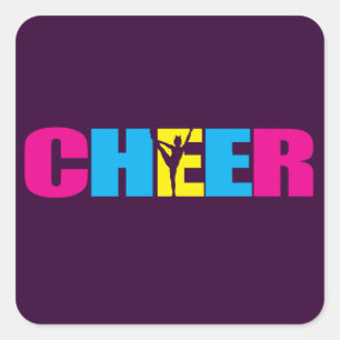Personalized Cheer Cheerleading Purple Square Sticker