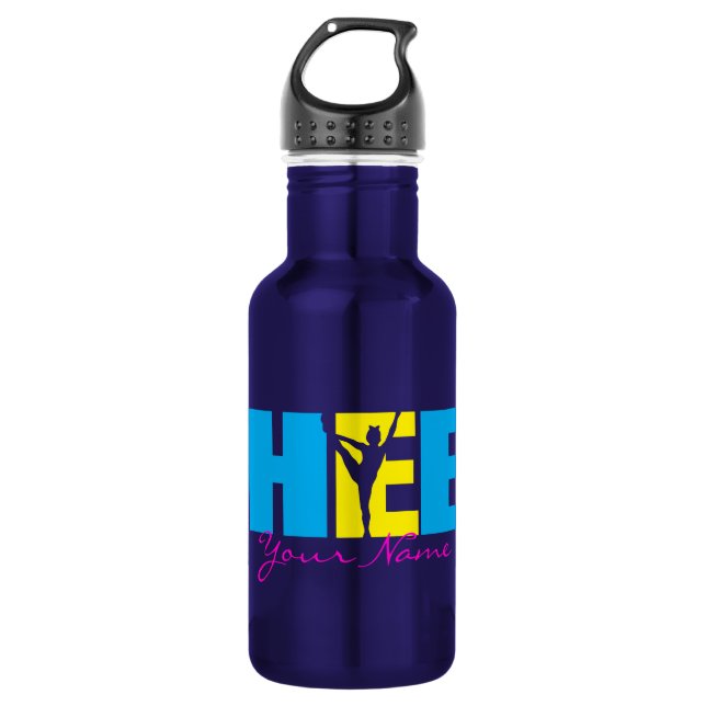 Personalized Cheer Cheerleading Purple Water Bottle (Front)