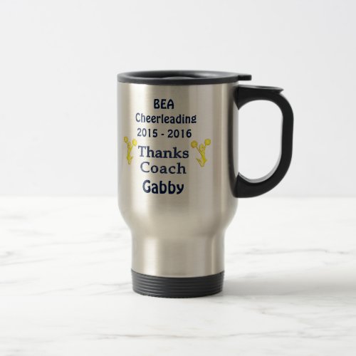Personalized Cheer Coach Gifts with 4 Text Boxes Travel Mug