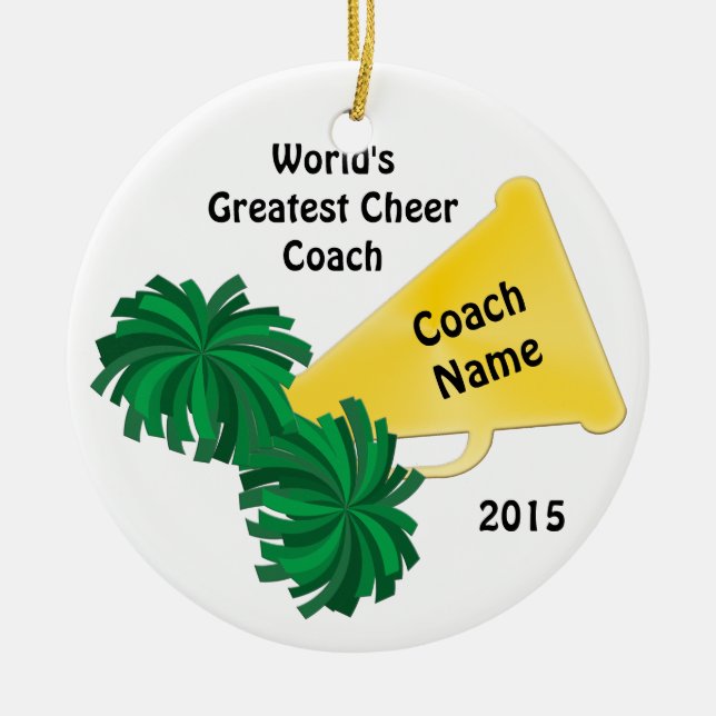Personalized Cheer Coach Gifts with 8 Text Boxes Ceramic Ornament (Front)