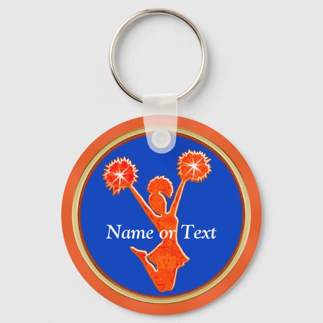 Personalized Cheer Keychains Orange and Your COLOR (Front)