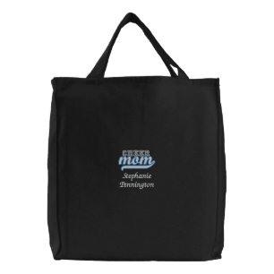 Personalized cheer mom embroidered tote bag