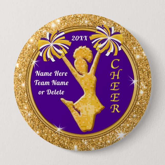 Personalized Cheer Party Favors, Cheerleader Pins, Button (Front)