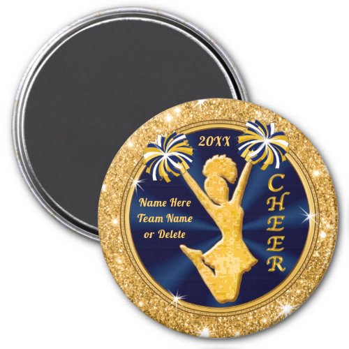 Personalized Cheer Party Favors Navy Blue and Gold Magnet