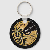 Burgundy Gold Black Cheer Keychains, Personalized Keychain