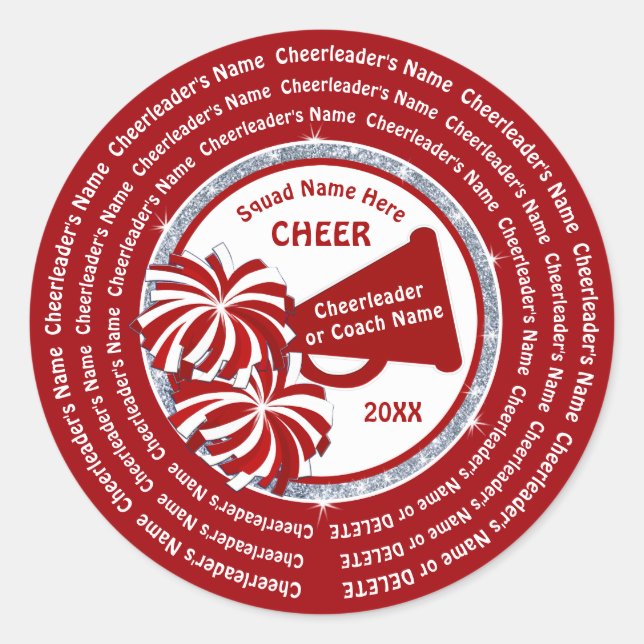 Personalized, Cheer Stickers with ALL Cheerleaders (Front)