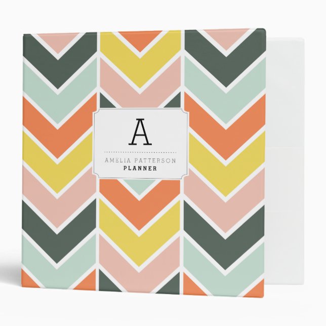 Personalized | Cheerful Chevron 3 Ring Binder (Front/Inside)