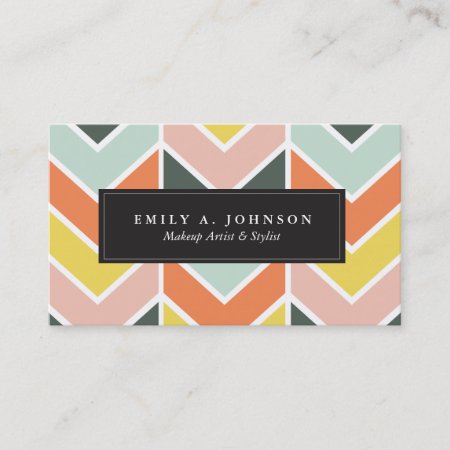 Personalized | Cheerful Chevron By Origami Prints Business Card