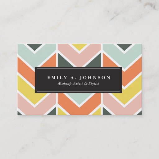 Customizable Personalized | Cheerful Chevron by Origami Prints Double-Sided Standard Business Cards (Pack Of 100)
