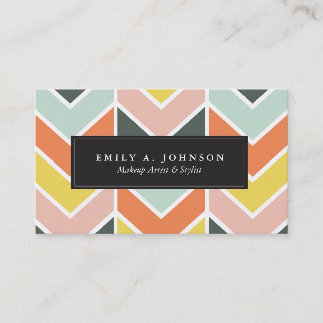 Personalized | Cheerful Chevron by Origami Prints Business Card (Front)