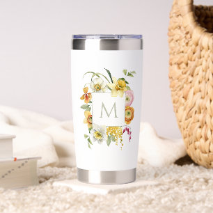 Personalized Cheerful Spring Watercolor Floral Insulated Tumbler