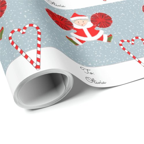 Personalized Cheerleader Christmas Gift Wrapping Paper