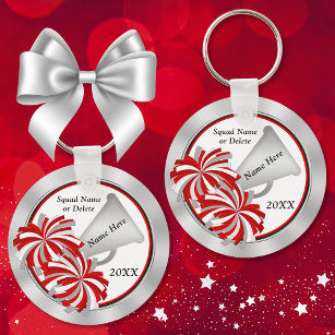 Personalized Cheerleader Gift ideas, Red and White Keychain