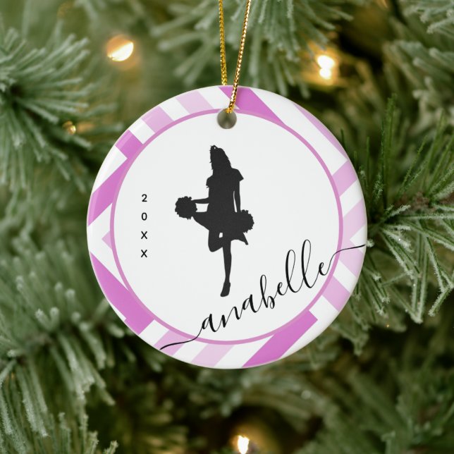 Personalized Cheerleader Girly Name School Cheer Ceramic Ornament (Tree)