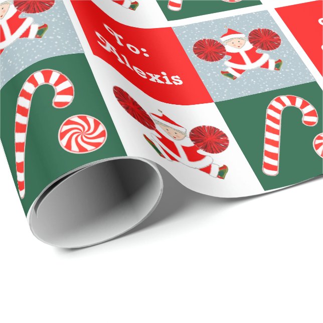 Personalized Cheerleader Holiday Gift Wrapping Pap Paper (Roll Corner)