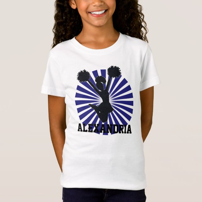 Personalized Cheerleader in Blue Sunburst T-Shirt (Front)