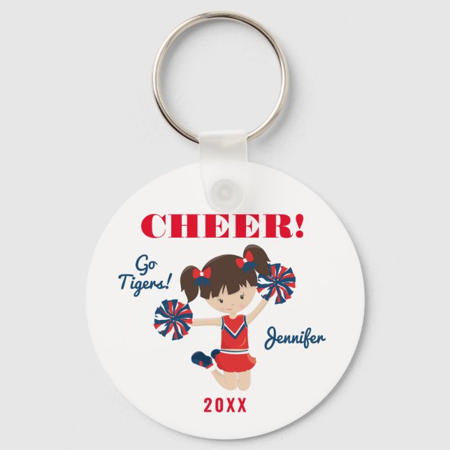 Personalized Cheerleader Keychain with YOUR TEXT (Front)