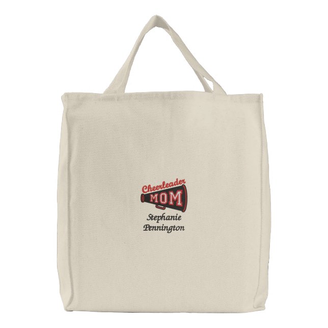 Personalized cheerleader mom embroidered tote bag (Front)