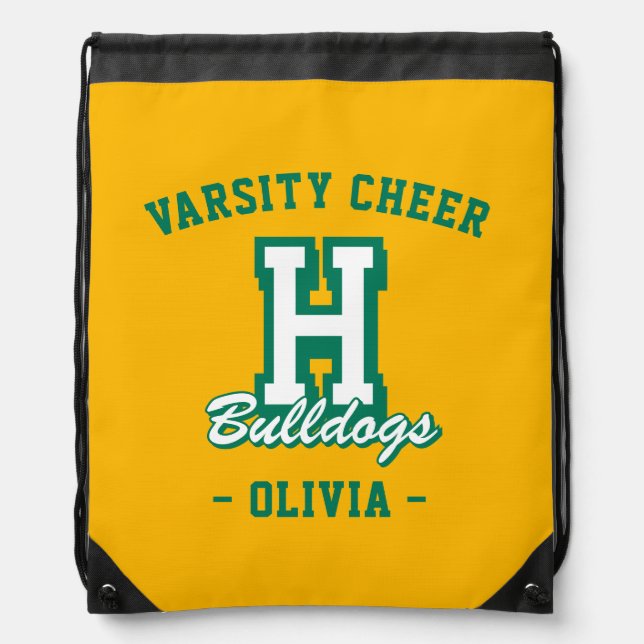 Personalized Cheerleader Name Bag, Custom Cheer Drawstring Bag (Front)
