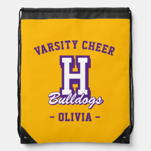 Personalized Cheerleader Name Bag, Custom Cheer Drawstring Bag