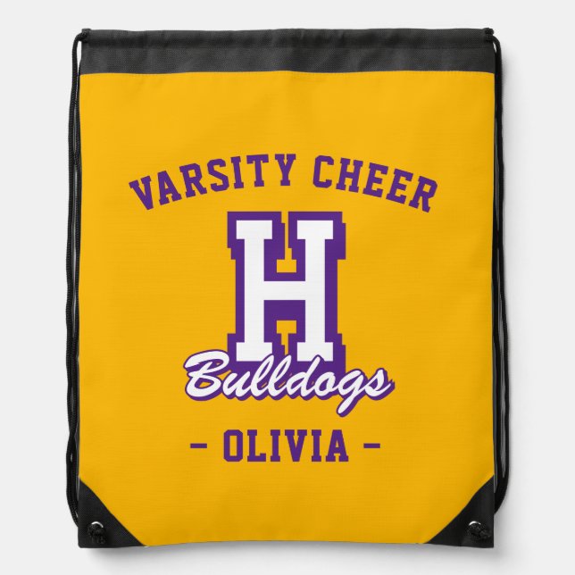 Personalized Cheerleader Name Bag, Custom Cheer Drawstring Bag (Front)