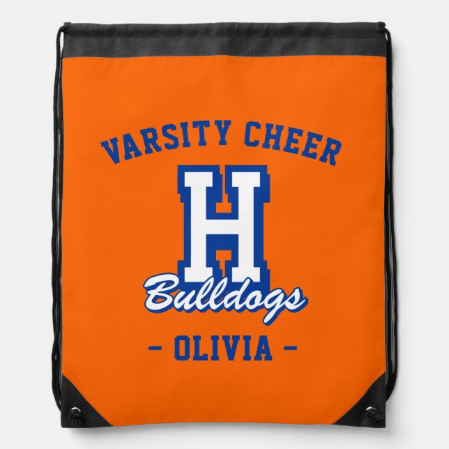 Personalized Cheerleader Name Bag, Custom Cheer Drawstring Bag (Front)