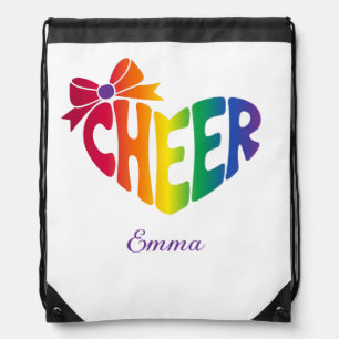 Personalized Cheerleader Name   Colorful Logo  Drawstring Bag
