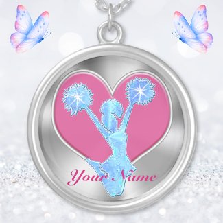 Personalized Cheerleader Necklaces NAME and Heart