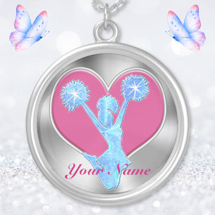 Personalized Cheerleader Necklaces NAME and Heart