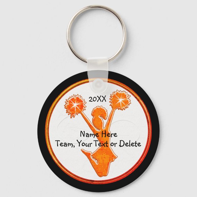 Personalized, Cheerleading Party Favors, YOUR TEXT Keychain (Front)