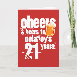 Personalized Cheers and Beers Birthday Card