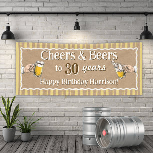 Personalized Cheers & Beers Birthday Banner