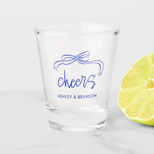 Personalized Cheers French Blue Wedding Shooters Shot Glass