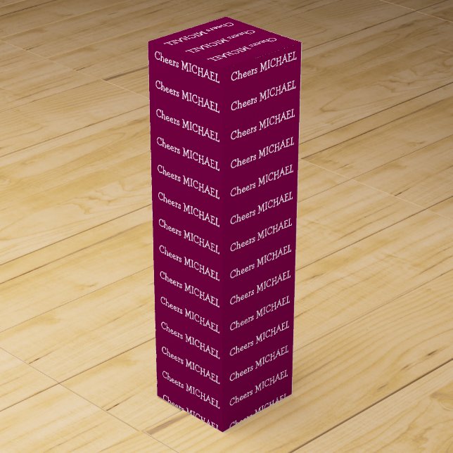 Personalized "Cheers Name" red and White Wine Box (Front)