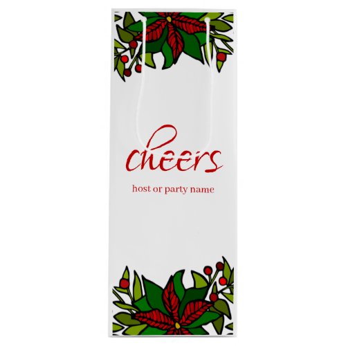 Personalized Cheers Poinsettia Christmas Wine Bag