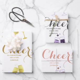 Personalized Cheers Script Wedding Wrapping Paper Sheets