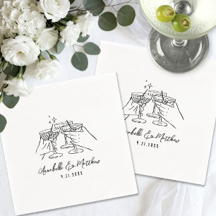 Personalized Cheers Simple Cocktail Wedding Napkins