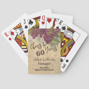 Personalized Cheers to 60 Years Vintage Watercolor Poker Cards