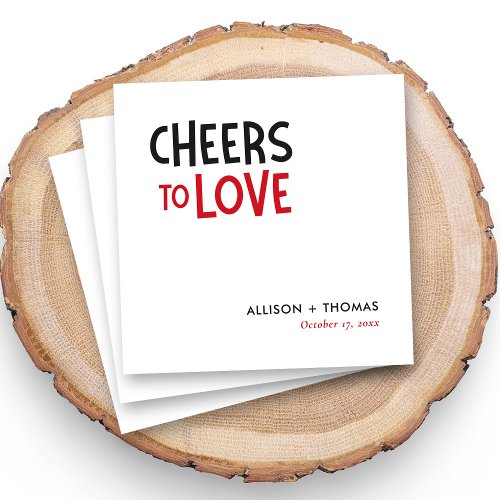 Personalized Cheers to Love Wedding Cocktail Napkins
